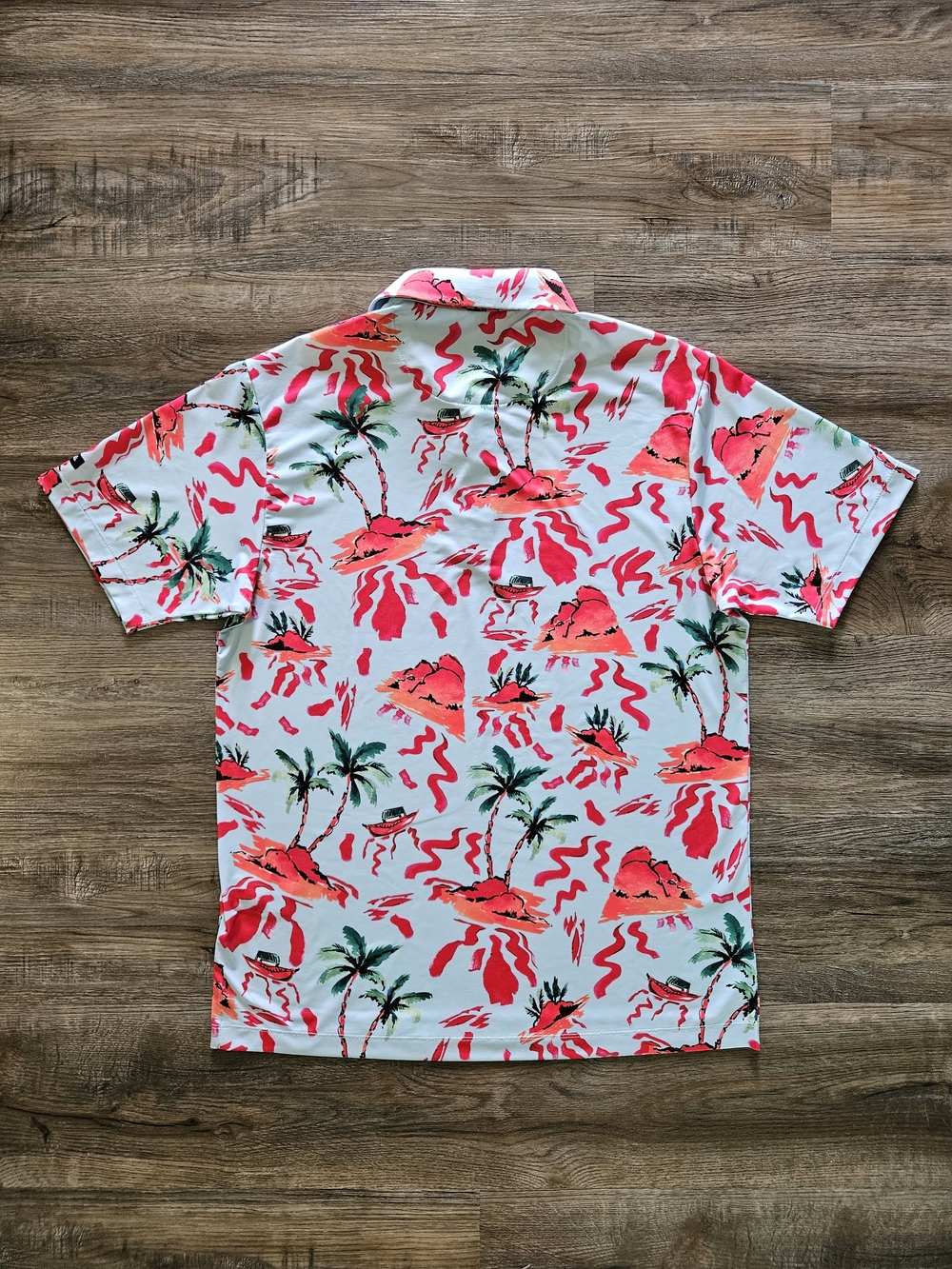 Bad Birdie Abstract Tropical Red Rocks Performance Golf Polo - Picture 6 of 9